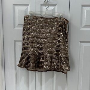 Express Glittering Bronze Mini Skirt